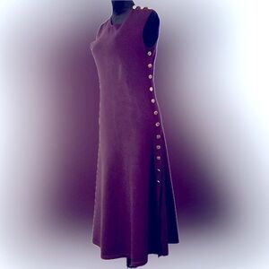 Calvin Klein midi maroon knit dress, gold buttons on left shoulder & side size M